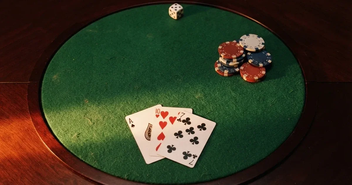 Oplyst spillebord med kort, set ovenfra — bedste slots casinoer
