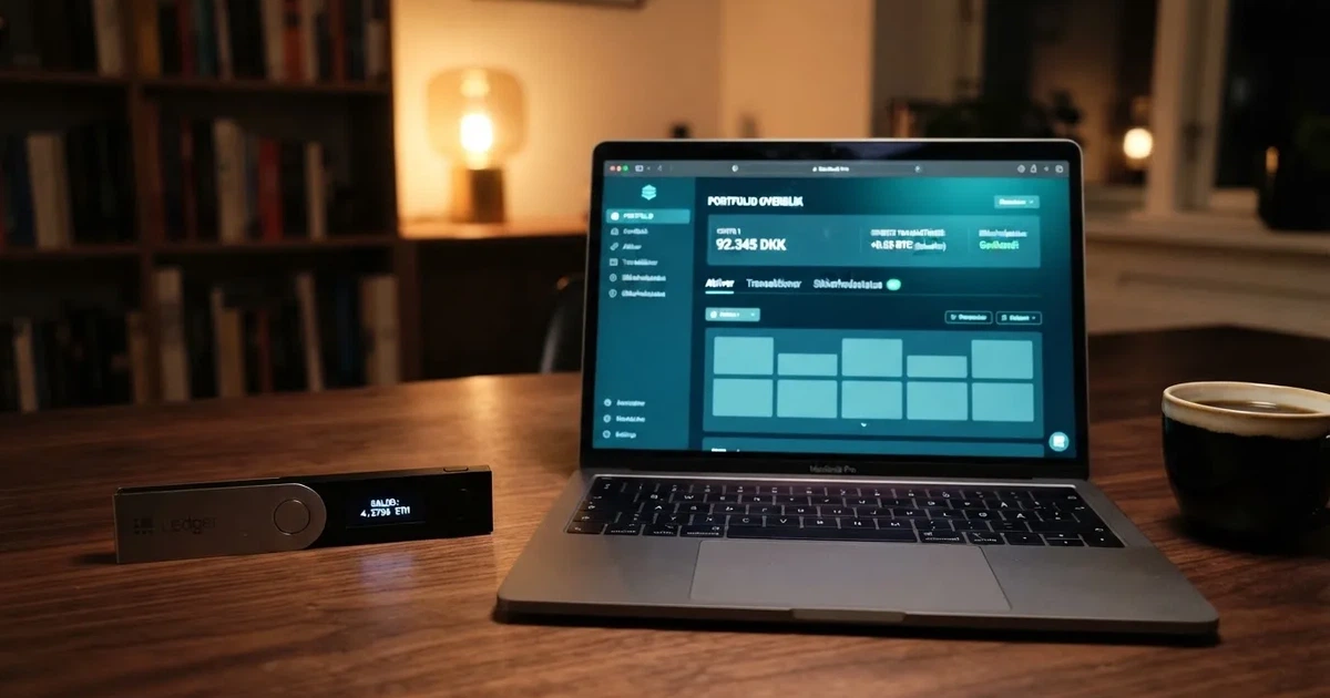Hardware-tegnebog og bærbar computer på et skrivebord i dæmpet lys — casino med cardano i danmark